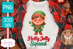 Holly Jolly PNG design, Cute Christmas elf sublimation Product Image 1