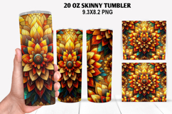 Flower Skinny Tumbler 20oz Wrap Design, Flowers Tumble PNG Product Image 1