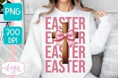 Coquette Easter sublimation PNG, Christian cross PNG design Product Image 3