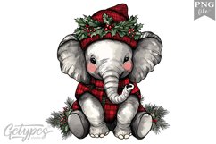 Christmas Elephant Clipart Design - High Quality 300 Dpi Product Image 1