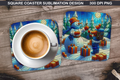 Snowman Coaster Sublimation, Christmas Coaster PNG Design Product Image 1