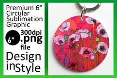Circle Design Round Keychain Colorful Flower Pattern Product Image 1