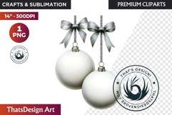 Christmas Baubles Clipart, Festive Holiday Ornaments PNG Product Image 1