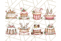 Christmas Cake Clipart PNG, Cottagecore Holiday Desserts Product Image 4