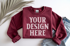 Cardinal Red Gildan 18000 Folded Flat Lay Mockups Product Image 1