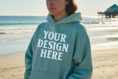 Carolina Blue Gildan 18500 Hoodie Mockup, G18000 Hoodie Mode Product Image 1