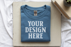 Carolina Blue Gildan 5000 Flat Lay Tshirt Mockup, G5000 mock Product Image 1
