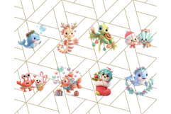 3D Under the Sea Christmas Clipart, Ocean Life Christmas PNG Product Image 4