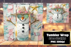 Summer Christmas Snowman Tumbler Wrap 20oz Winter Whimsy Product Image 1