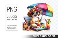 Summer Animals Clipart PNG Bundle, Watercolor Animals PNG Product Image 7