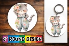 Charming Watercolor Cat Keychain Design Product Image 1
