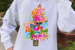 Colorful Coquette Christmas Tree Png, Preppy Christmas Png Product Image 3