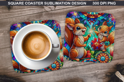 Vibrant Fox Coaster Sublimation, 4th Of July Coaster PNG Product Image 1