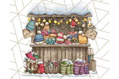 Cozy Christmas Market Stall Clipart PNG, Holiday Art Png Product Image 4
