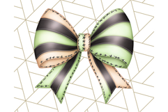 Muted Halloween Bow Clipart, Fall Ribbon PNG Autumn Hair Bow Product Image 4