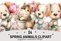 Spring Animals Clipart Watercolor Clipart png Product Image 1