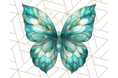 Stained Glass Butterfly PNG Colorful Clipart for Sublimation Product Image 4