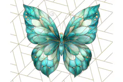 Stained Glass Butterfly PNG Colorful Clipart for Sublimation Product Image 4