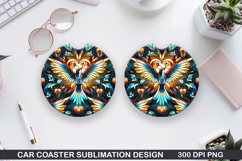 Dove Car Coaster Sublimation, Valentines Coaster PNG Design Product Image 1