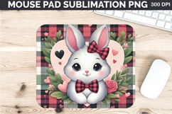 Watercolor Bunny Mouse Pad Sublimation - Valentines PNG Product Image 1