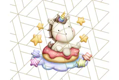 Cute Dessert Unicorn PNG Clipart with Cupcakes & Candies Product Image 4