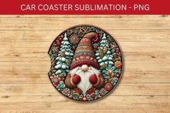 rounded car coaster - christmas gnome Product Image 1