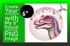 Whimsical Round Design Keychain PNG , Cute Dino Product Image 1
