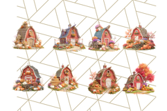 Fall Barn Clipart PNG With Pumpkins and Flowers, Autumn Png Product Image 4