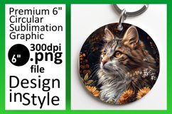 Charming Kitty Joy Sublimation Circle Design Keychain Product Image 1