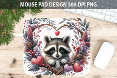 Watercolor Raccoon Mouse Pad Sublimation - Valentines PNG Product Image 1