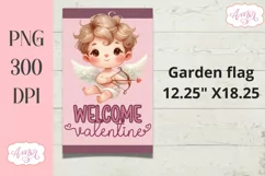 Welcome Valentine garden flag sublimation PNG Product Image 2