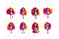 Colorful Teen Girl Clipart PNG Bundle, Fun Rainbow Hair Png Product Image 6