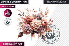Ethereal Floral arrangements Clipart PNG Rose gold and blush Product Image 1
