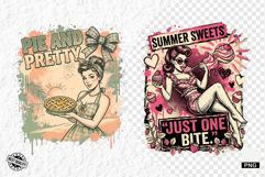 Vintage Summer Girl Baking PNG Product Image 1