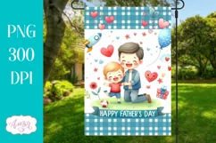 Happy father's day garden flag sublimation PNG, Dad and son Product Image 1