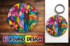 Vibrant Tree Stained Glass Pattern PNG Round Design Product Image 1