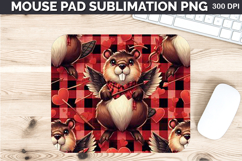 Watercolor Beaver Mouse Pad Sublimation - Valentines PNG Product Image 1