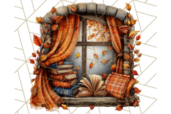 Autumn Library Clipart PNG, Cozy Fall Book Art Product Image 4