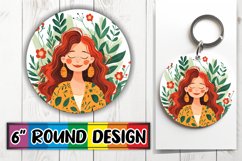 Artistic Floral Woman Round Design Sublimation PNG Product Image 1