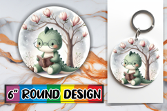 Unique Circle Designs for Gifts PNG, Cute Dino Product Image 1