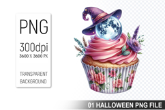 Halloween Witch Cupcake, Halloween Clipart PNG File Product Image 1