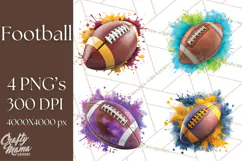 Football Clipart PNG with Team Color Paint Splash Design Product Image 1