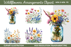 Wildflowers Arrangements Clipart PNG Product Image 1
