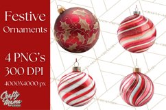 Christmas Ornaments Clipart PNG, Realistic Holiday Ornaments Product Image 1