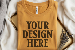 Heather Mustard Folded Bella Canvas 3001 Flat Lay T-Shirt Mo Product Image 1