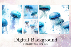 Jellyfish Background Seamless Pattern Digital Paper_64 Product Image 1