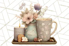 Hygge Winter Home Clipart PNG Neutral Cozy Decor Product Image 4