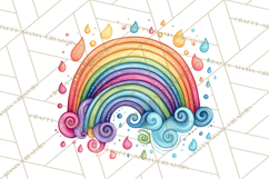 Sketchy Rainbow Doodle Clipart PNG, Whimsical Colorful Arch Product Image 3