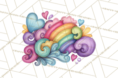 Sketchy Rainbow Doodle Clipart PNG, Whimsical Colorful Arch Product Image 2