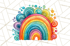 Sketchy Rainbow Doodle Clipart PNG, Whimsical Colorful Arch Product Image 5